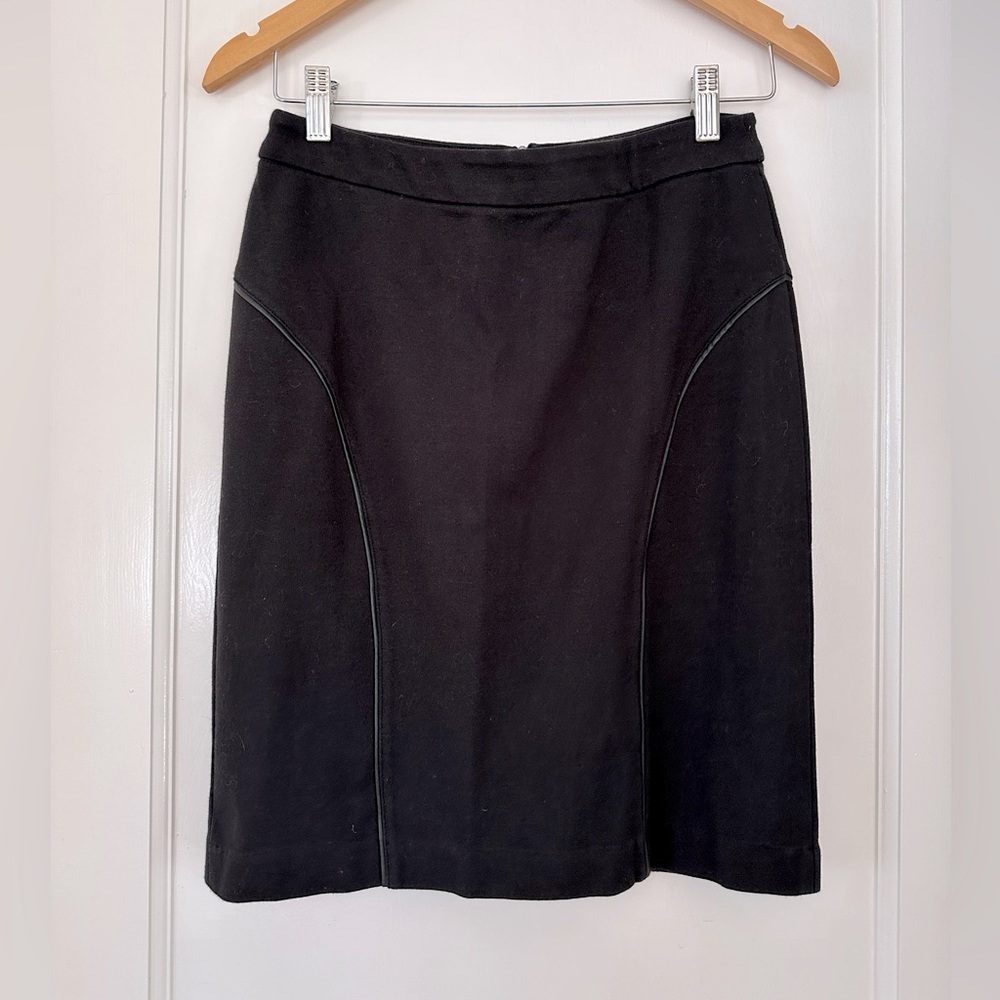Kensie Mid-Rise Knee Length Fitted Stretch Pencil Skirt Piping Detail - Size 6